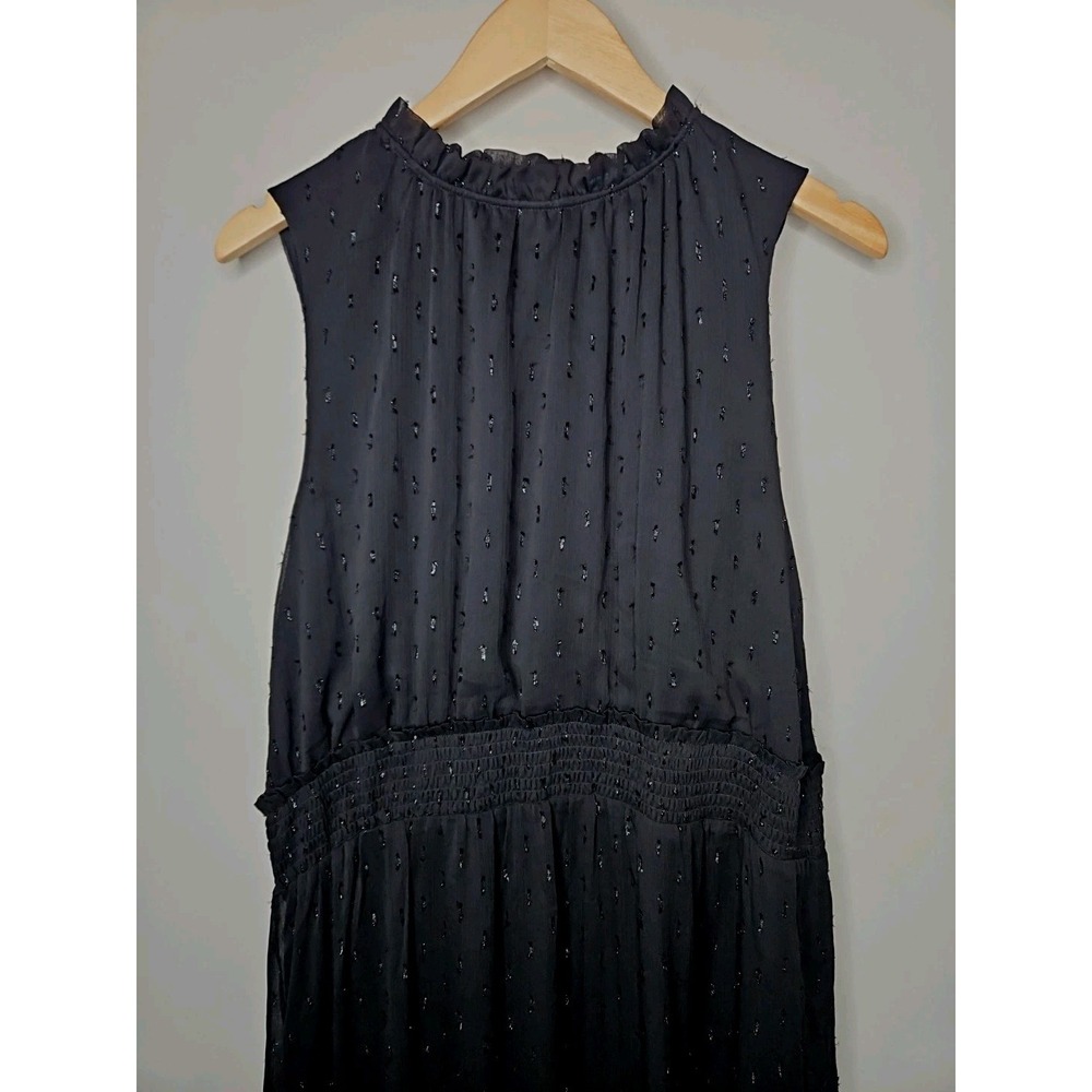 Draper James Dress XXL Black Tiered Smocked Maxi Metallic Boho Western Ethereal - Picture 4 of 14